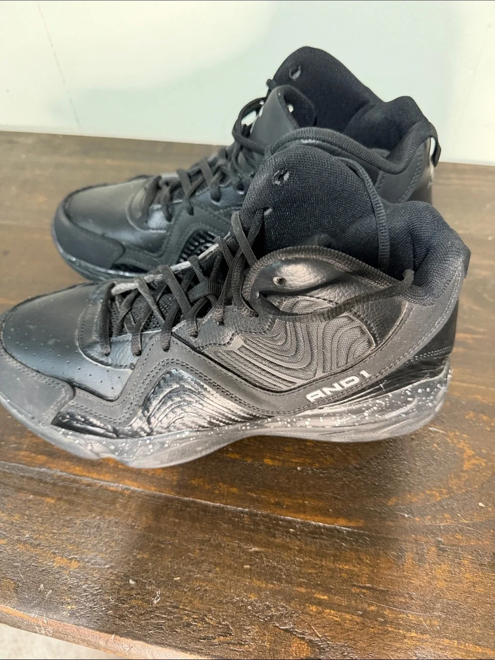And1 Black High-Top Basketball Shoes with Speckled Midsole